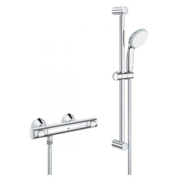 Baterie cabina dus cu termostat, Grohe Precison Flow, set de dus inclus, crom-34841000