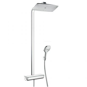 Coloana de dus fix si mobil cu baterie termostat Hansgrohe Raindance Select E crom