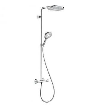 Coloana de dus fix si mobil cu baterie termostat Hansgrohe Raindance Select S crom