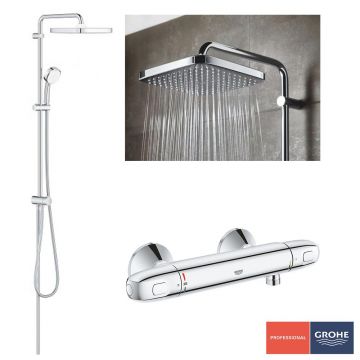 Pachet: Coloana dus Grohe Tempesta 250,palarie patrata, baterie cabina dus Grohtherm 1000 (26694000,34143003 )