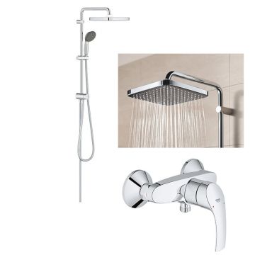 Set Coloana dus Grohe Vitalio palarie patrata 25 cm, baterie cabina dus Eurosmart (26698000, 33555002 )