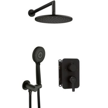 Set de dus incastrat cu baterie inclusa, culoare negru mat, Deante Arnika