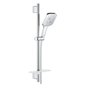 Set dus crom cu bara, para dus patrata si furtun Grohe Rainshower Smartactive 130 Cube