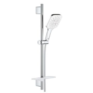 Set dus crom cu bara, para dus patrata si furtun Grohe Rainshower Smartactive 130