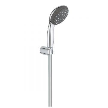 Set dus Grohe Vitalio, crom-negru, 1 tip jet, furtun 1.75m, suport perete nereglabil - 27944000