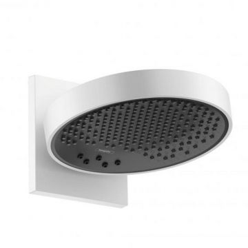 Set para de dus fixa cu racord de perete Hansgrohe Rainfinity alb mat