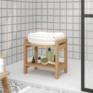 vidaXL Bancă de duș, 45x35x45 cm, lemn masiv de tec