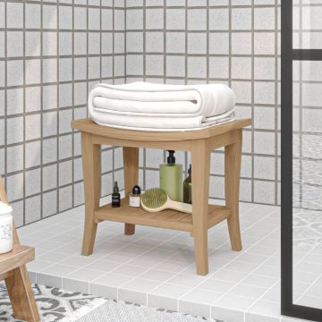 vidaXL Bancă de duș, 50x35x45 cm, lemn masiv de tec
