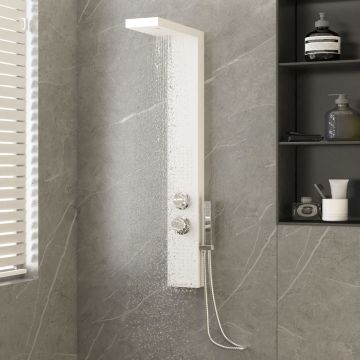 vidaXL Sistem panou de duș din aluminiu, alb