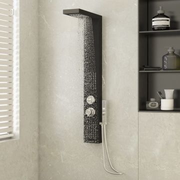 vidaXL Sistem panou de duș din aluminiu, negru