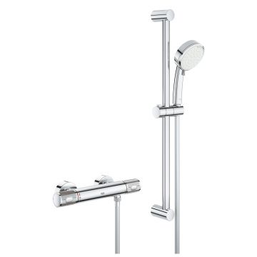 Baterie dus termostatata Grohe Grohtherm 1000 Performance cu set de dus Tempesta Cosmopolitan 100 cu bara 60cm crom