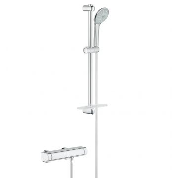 Baterie dus termostatata Grohe Grohtherm 2000 cu set de dus Euphoria 110 Massage cu bara 60cm crom