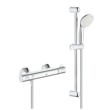 Baterie dus termostatata Grohe Grohtherm 800 cu set de dus Tempesta cu bara 600mm crom