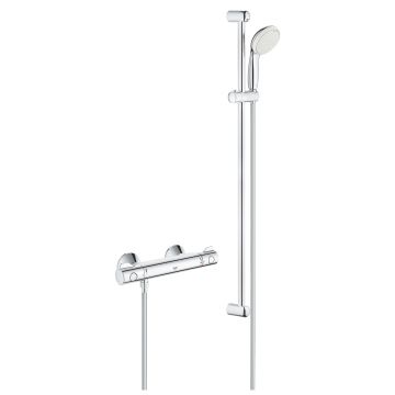 Baterie dus termostatata Grohe Grohtherm 800 cu set de dus Tempesta II cu bara 90cm crom