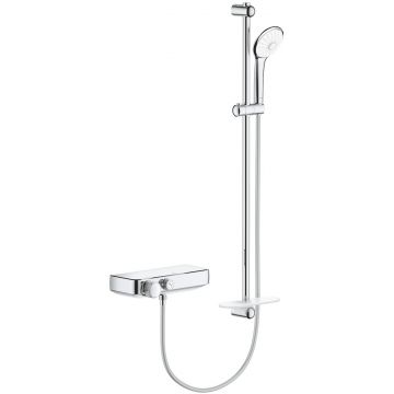 Baterie dus termostatata Grohe Grohtherm SmartControl cu set de dus cu bara de 900mm crom