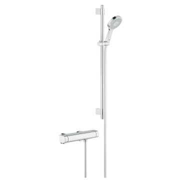 Baterie dus termostatata Grohtherm 2000 cu set de dus Power&Soul Cosmopolitan 130 cu bara 90cm crom