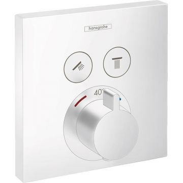 Baterie dus termostatata Hansgrohe Shower Select cu montaj incastrat si 2 iesiri, alb mat - 15763700