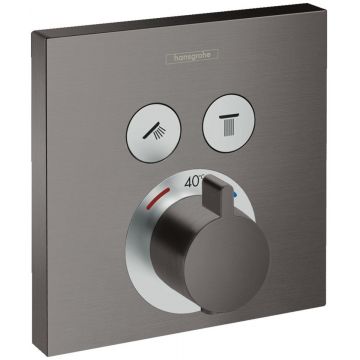 Baterie dus termostatata Hansgrohe Shower Select cu montaj incastrat si 2 iesiri, brushed black chrome - 15763340