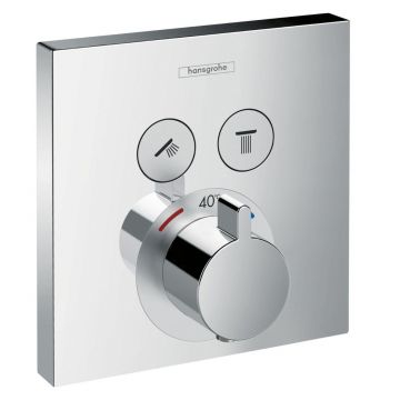 Baterie dus termostatata Hansgrohe Shower Select cu montaj incastrat si 2 iesiri, crom - 15763000