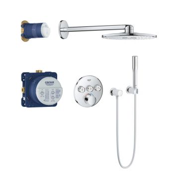 Set de dus incastrat cu baterie termostatata Grohe SmartControl Perfect Rainshower 310 Round