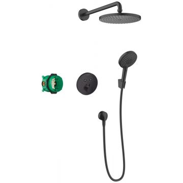 Sistem dus incastrat termostatic Hansgrohe Raindance S 240 powder rain Shower Select S, 1 jet, negru mat - 27959670