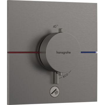 Baterie dus termostatata Hansgrohe ShowerSelect Comfort E cu montaj incastrat necesita corp ingropat negru periat