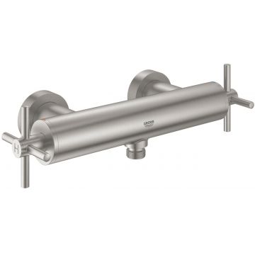 Baterie dus Grohe Atrio cu dubla comanda manere cruce supersteel