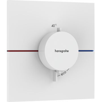 Baterie dus termostatata Hansgrohe ShowerSelect Comfort E cu montaj incastrat necesita corp ingropat alb mat