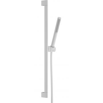 Set de dus Hansgrohe Pulsify S EcoSmart+ cu para stick 1 jet si bara de 65cm alb mat