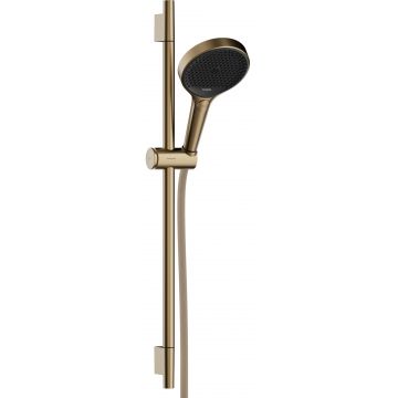 Set de dus Hansgrohe Rainfinity 130 3 tipuri de jet cu bara 60cm furtun 1.6m bronz periat