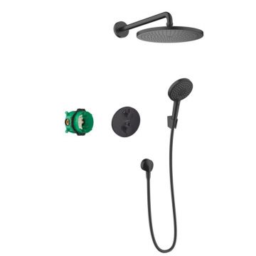 Sistem de dus incastrat termostatat Hansgrohe Croma 280 Ecostat S, negru mat - 27961670