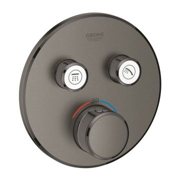 Baterie dus incastrata cu termostat Grohe Grohtherm SmartControl 2 iesiri antracit periat Hard Graphite