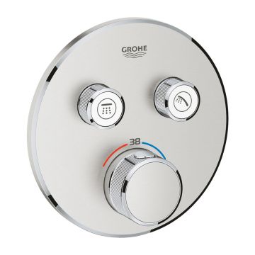 Baterie dus incastrata cu termostat Grohe Grohtherm SmartControl 2 iesiri crom periat Supersteel