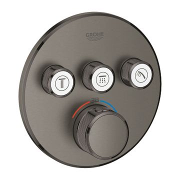Baterie dus incastrata cu termostat Grohe Grohtherm SmartControl 3 iesiri antracit periat Hard Graphite