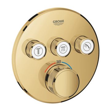 Baterie dus incastrata cu termostat Grohe Grohtherm SmartControl 3 iesiri auriu lucios Cool Sunrise