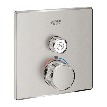 Baterie dus incastrata cu termostat Grohe Grohtherm SmartControl pentru 1 iesire crom periat Supersteel