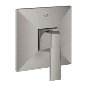 Baterie dus incastrata Grohe Allure Brilliant crom periat Supersteel fara corp ingropat
