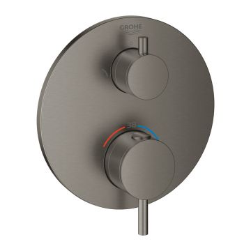 Baterie dus incastrata Grohe Atrio termostatata antracit periat Hard Graphite fara corp ingropat