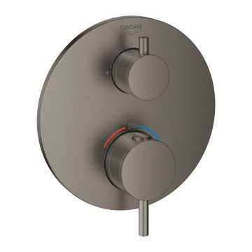 Baterie dus incastrata Grohe Atrio termostatata antracit periat Hard Graphite fara corp ingropat