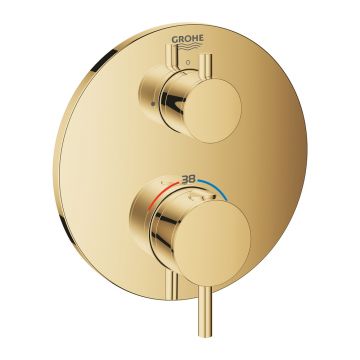 Baterie dus incastrata Grohe Atrio termostatata auriu Cool Sunrise fara corp ingropat