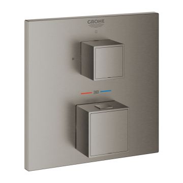 Baterie dus incastrata Grohe Grohtherm Cube termostatata antracit periat Hard Graphite fara corp ingropat