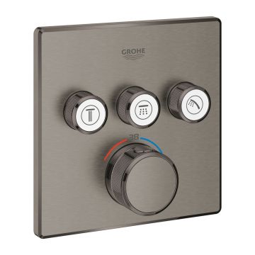 Baterie dus incastrata Grohe Grohtherm SmartControl 3 iesiri antracit periat Hard Graphite fara corp ingropat