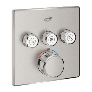 Baterie dus incastrata Grohe Grohtherm SmartControl 3 iesiri crom periat Supersteel fara corp ingropat