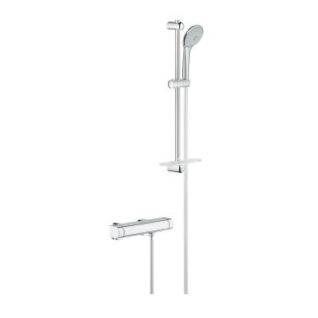 Baterie dus termostatata Grohe Grohtherm 2000 cu set de dus Euphoria crom lucios