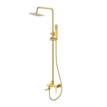 Coloana de dus cu baterie monocomanda auriu Invena Glamour