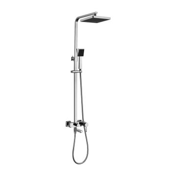Coloana de dus cu baterie monocomanda si pipa pivotanta crom/negru Lemark Tropic