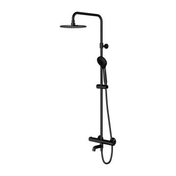 Coloana de dus cu baterie termostatata negru mat si pipa cada Omnires Y