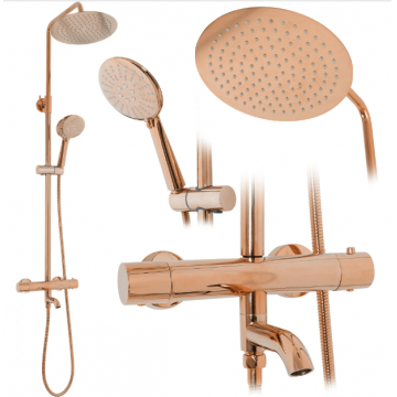 Coloana de dus cu termostat Rea Rose Gold Lucios