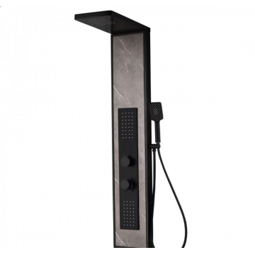 Panel dus Nios cu hidromasaj 140 cm Negru cu Efect de marmura