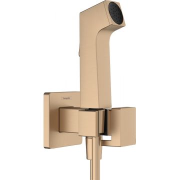 Set dus igiena intima Hansgrohe Bidette E EcoSmart+ 1 jet furtun si robinet cu agatatoare necesita corp incastrat bronz periat